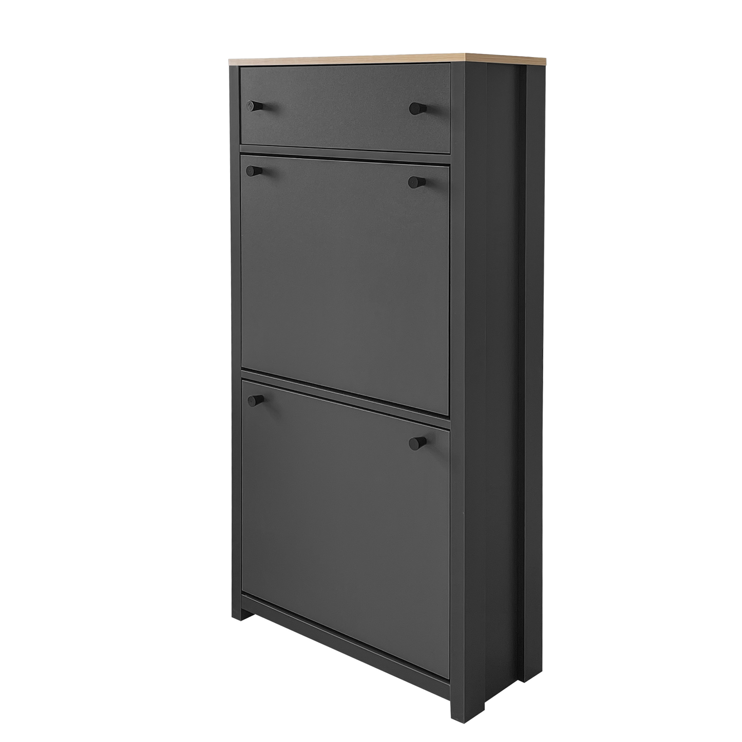 Summit Slim Shoe Cabinet With 4 Flip Drawers - Gray