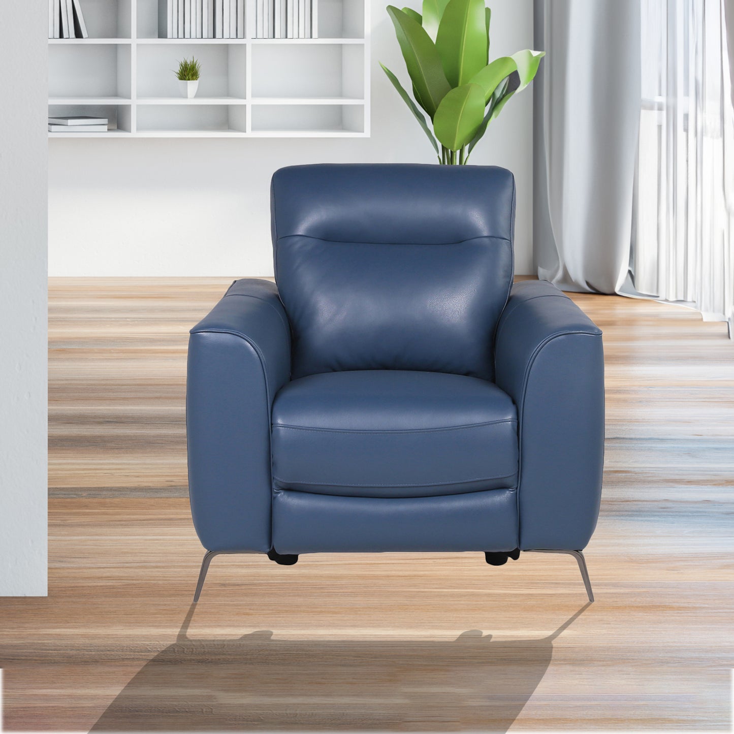 Wall B Ocean Blue Leather Reclining Chair