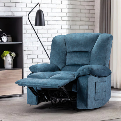 Azure Oversized Recliner Sofa with Massage and Heating - Blue