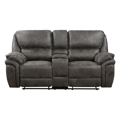 Sasha Reclining Microfiber Loveseat - Gray