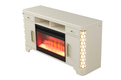 Jasmine TV Stand With Electric Fireplace - Beige