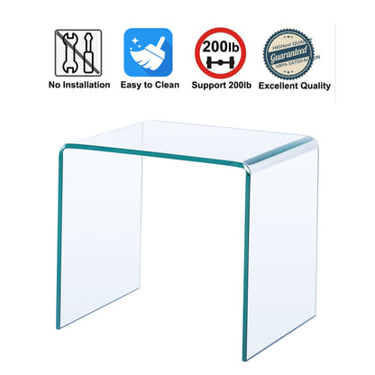 Tempered Clear Glass Side & End Table