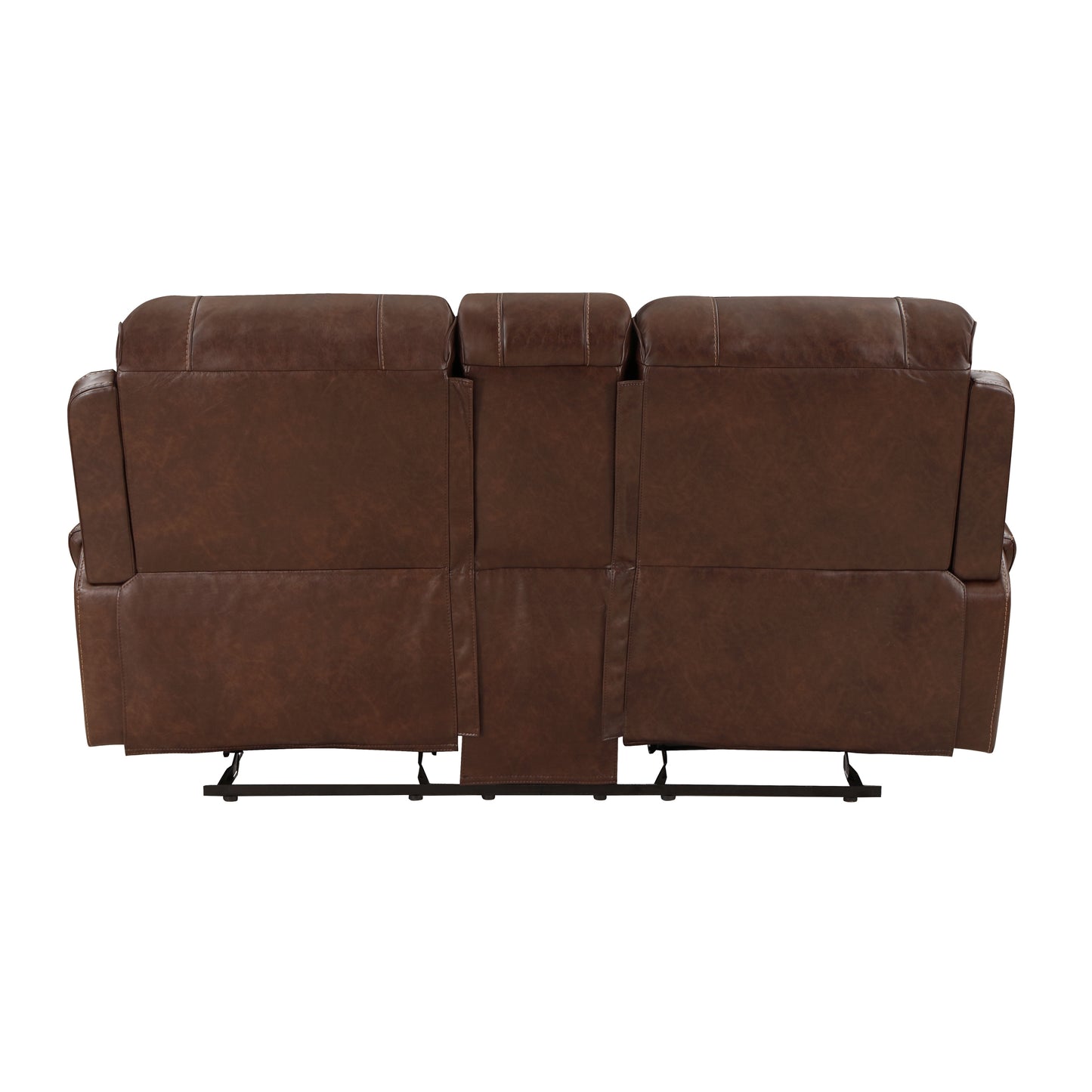 Hampton Double Glider Reclining Brown Love Seat with Center Console