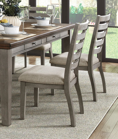 Nash 7pc Dining Set Drawers Table 6x Side Chairs - Gray