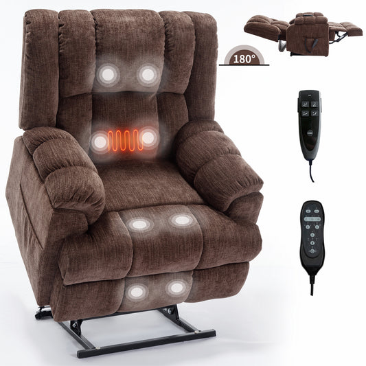 Nia Dual Motor Power Recliners Heat Massage - Brown