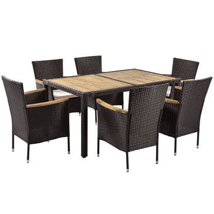 Marna 7 Pc Outdoor Patio Dining Set -Brown