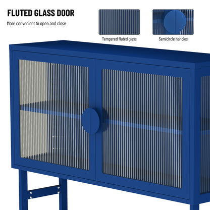 Tempered Glass Cabinet Credenza - Blue