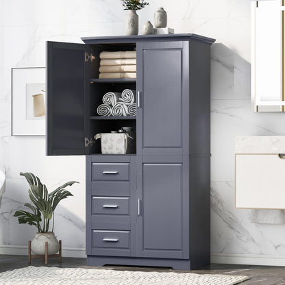 Lofty Cabinet with Doors Three Drawers - Grey