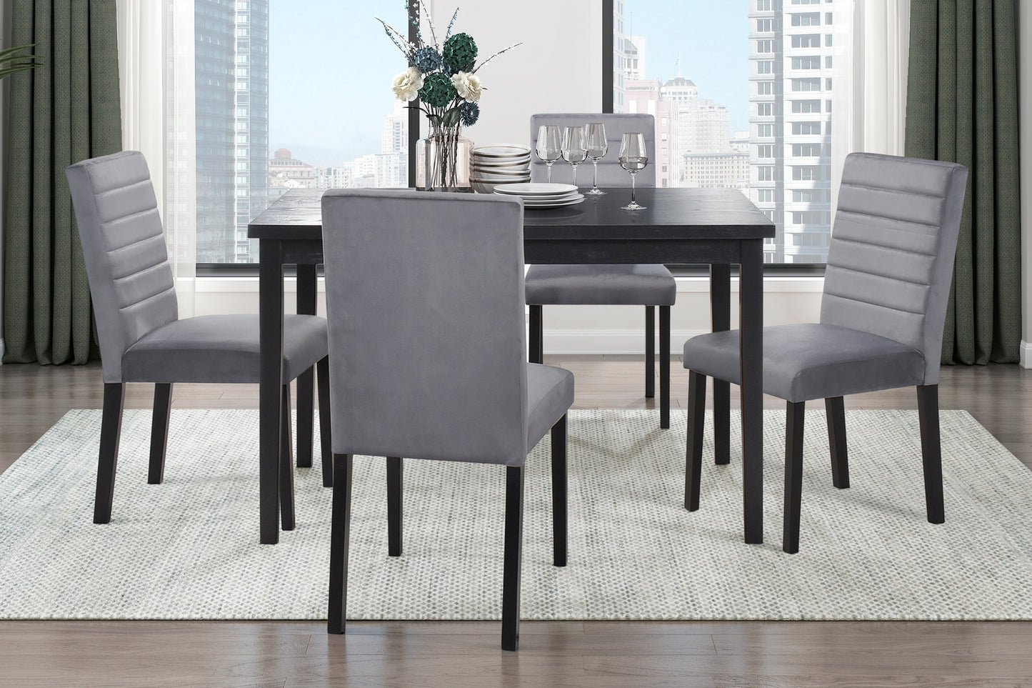 Mobix Dining Velvet Chair (Set of 2) - Gray