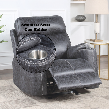 Hirah Motion Glider Recliner Chair - Dark Gray