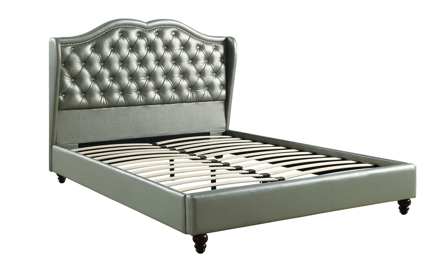 Dexter Wingback Design Full Size Bed - Silver