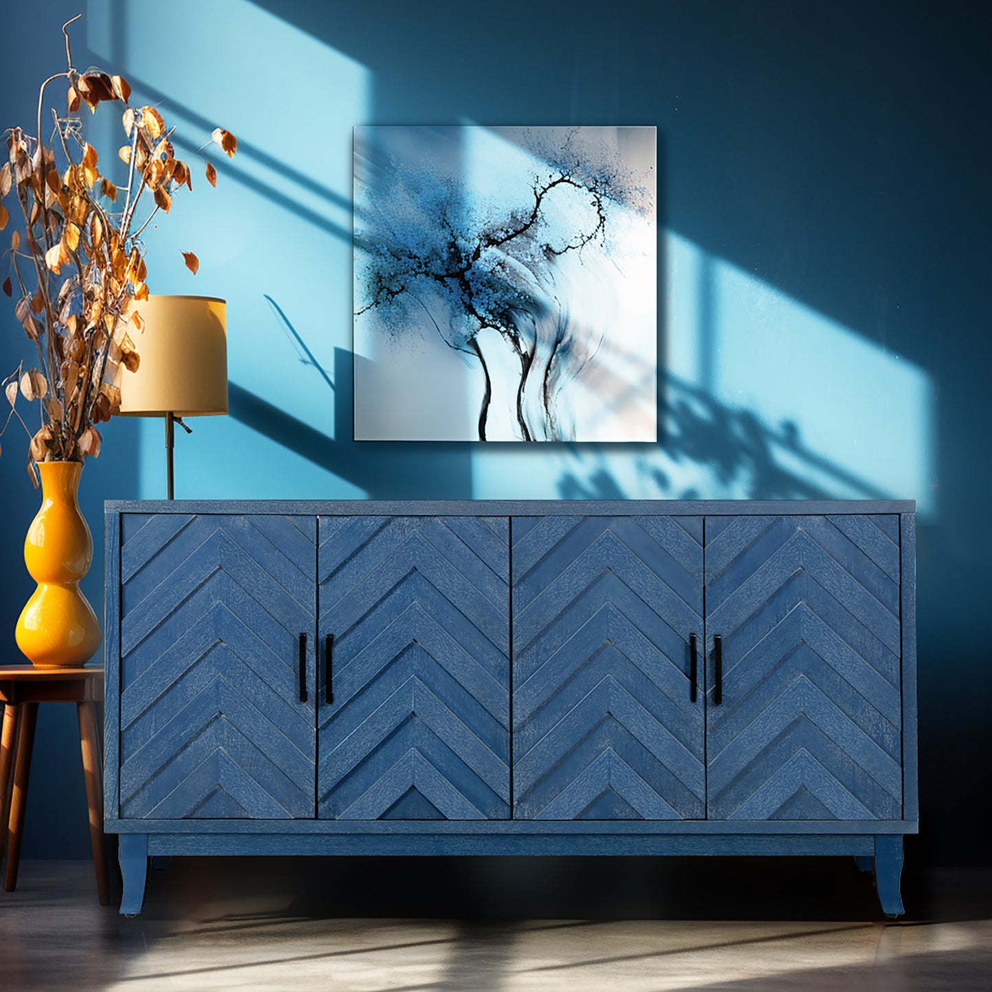 Wave Sideboard Cabinet - Navy Blue