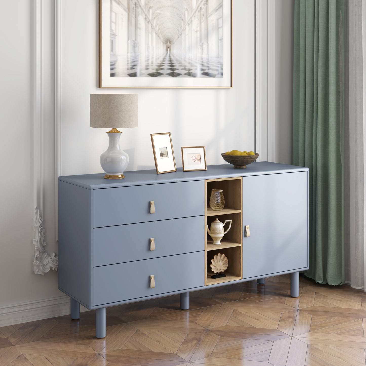 Haru Storage Wooden Cabinet - Blue