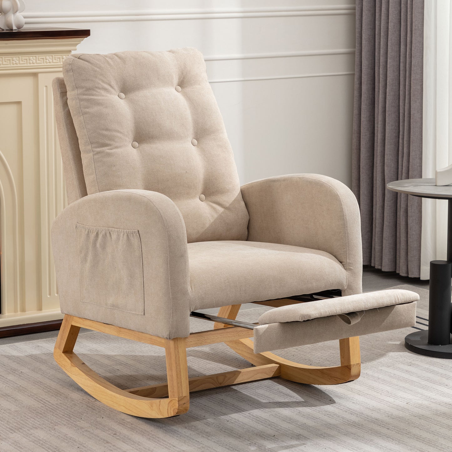 Bruce Accent Rocking  Chair with  Footrest - Beige