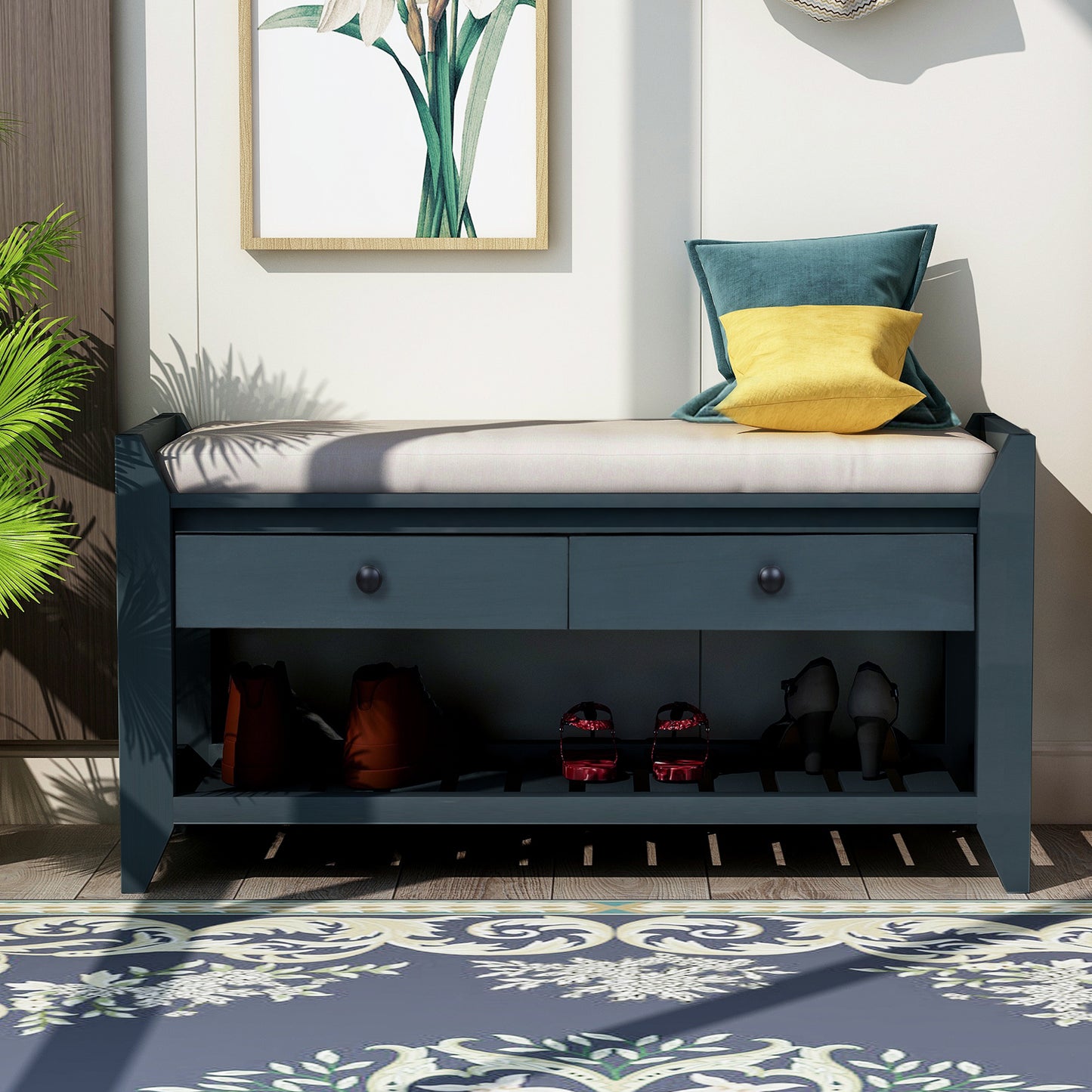 Modular Entryway Storage Bench - Antique Navy