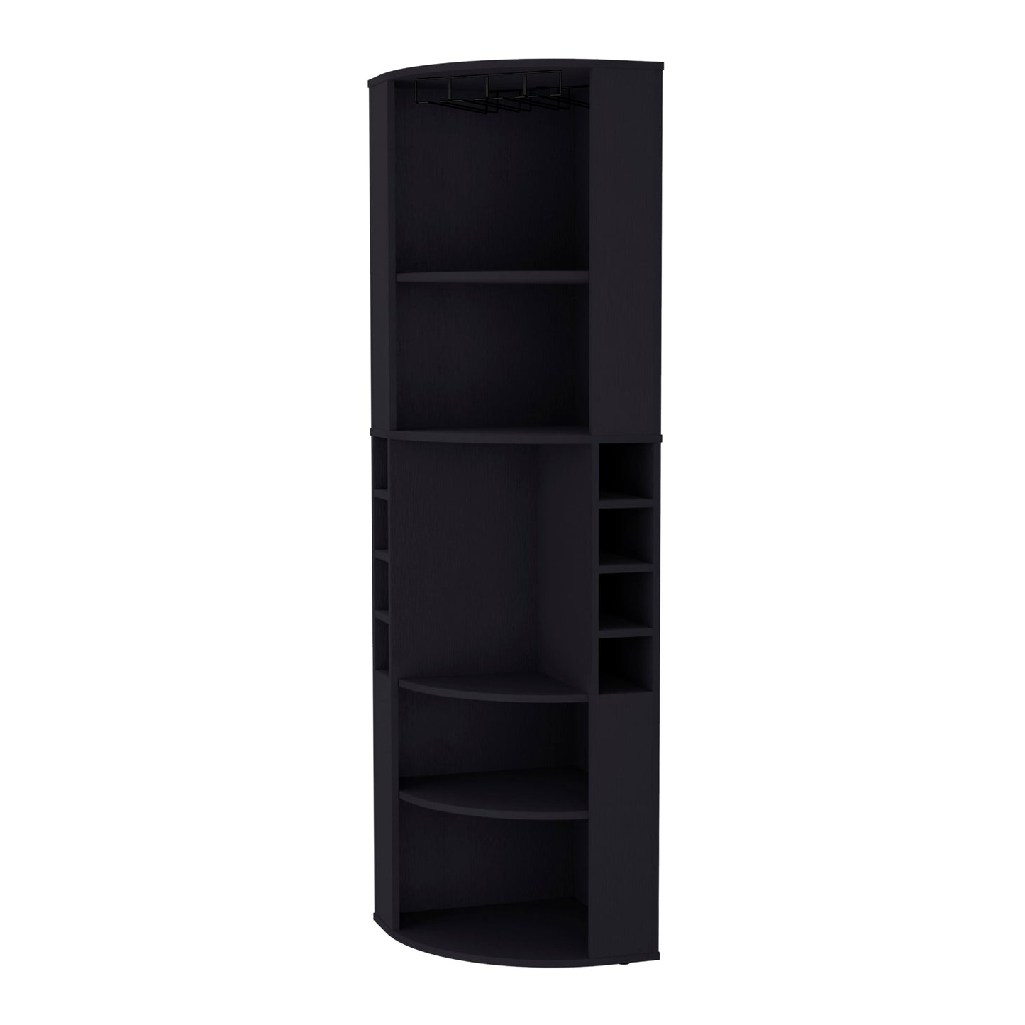 Avery 5 Large Shelves Corner Bar Cabinet - Black