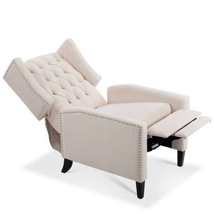 Nix Wide Manual Wing Chair Recliner - Beige