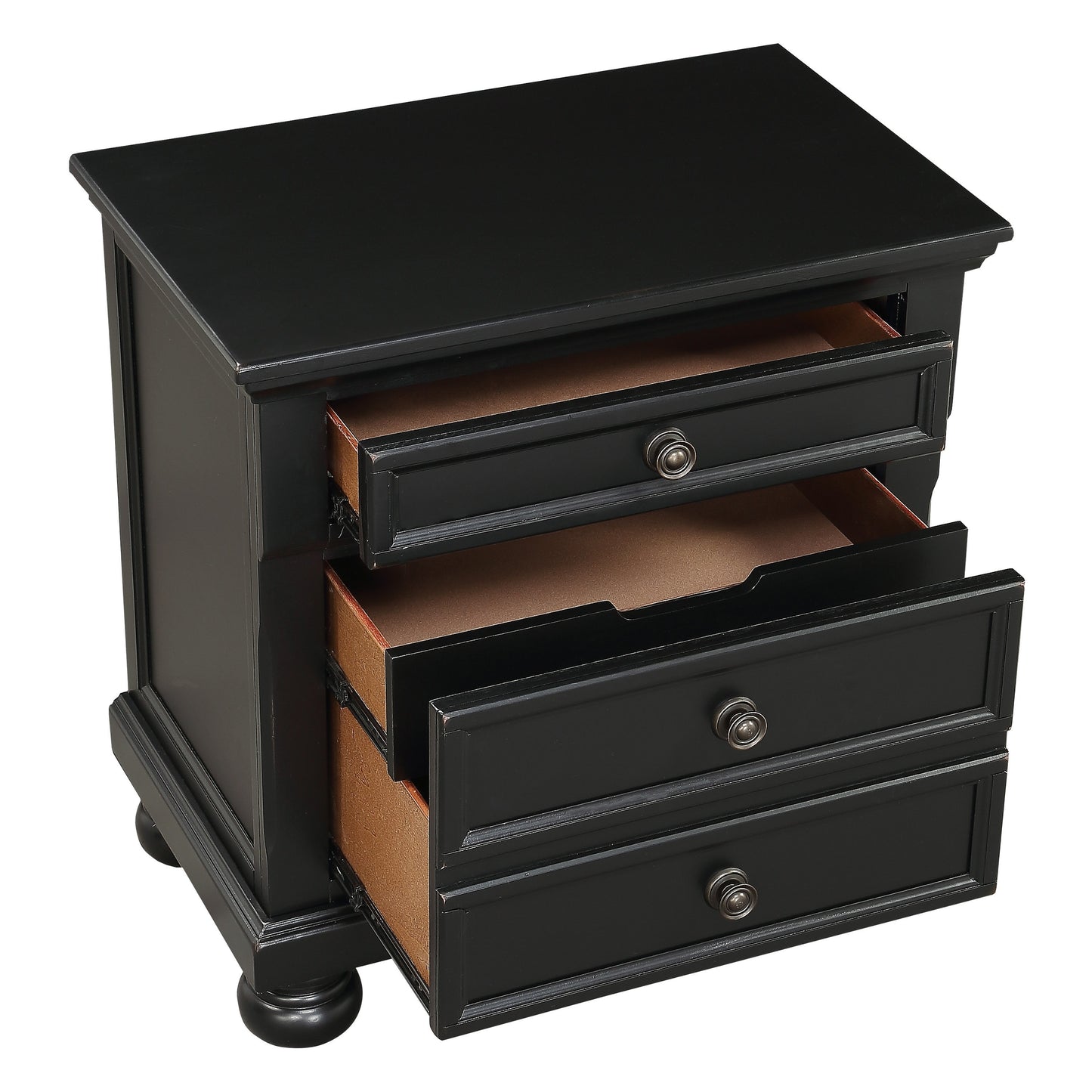 David Nightstand with Hidden Drawer - Black