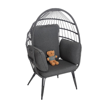 Mora Egg Wicker Outdoor Indoor Basket Chair - Gray