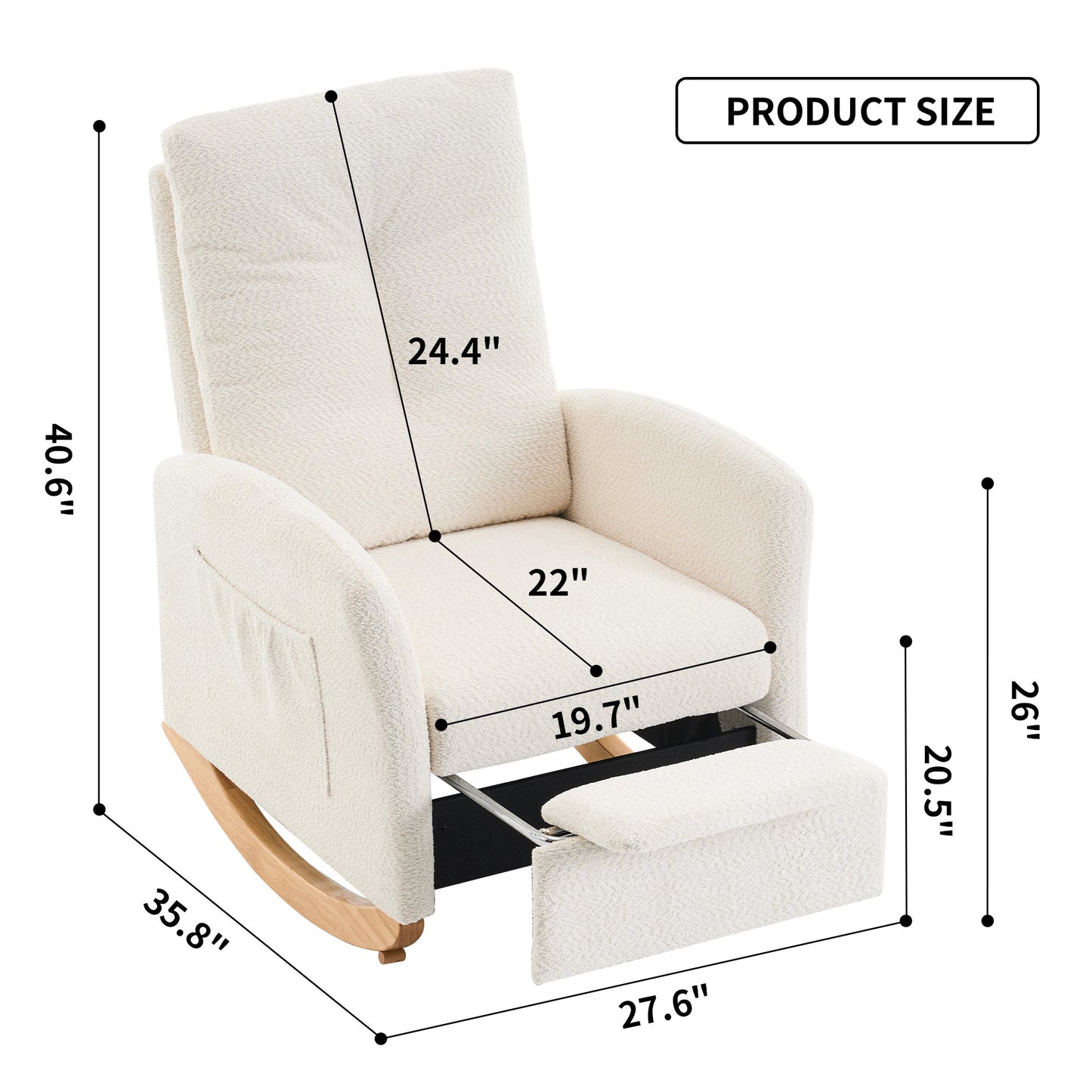 Sion Accent Rocking Chair with Footrest - Beige