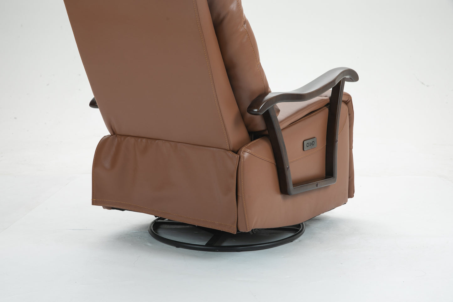 Tyler Swivel Power Recliner with Solid Wood Armrests - Orange