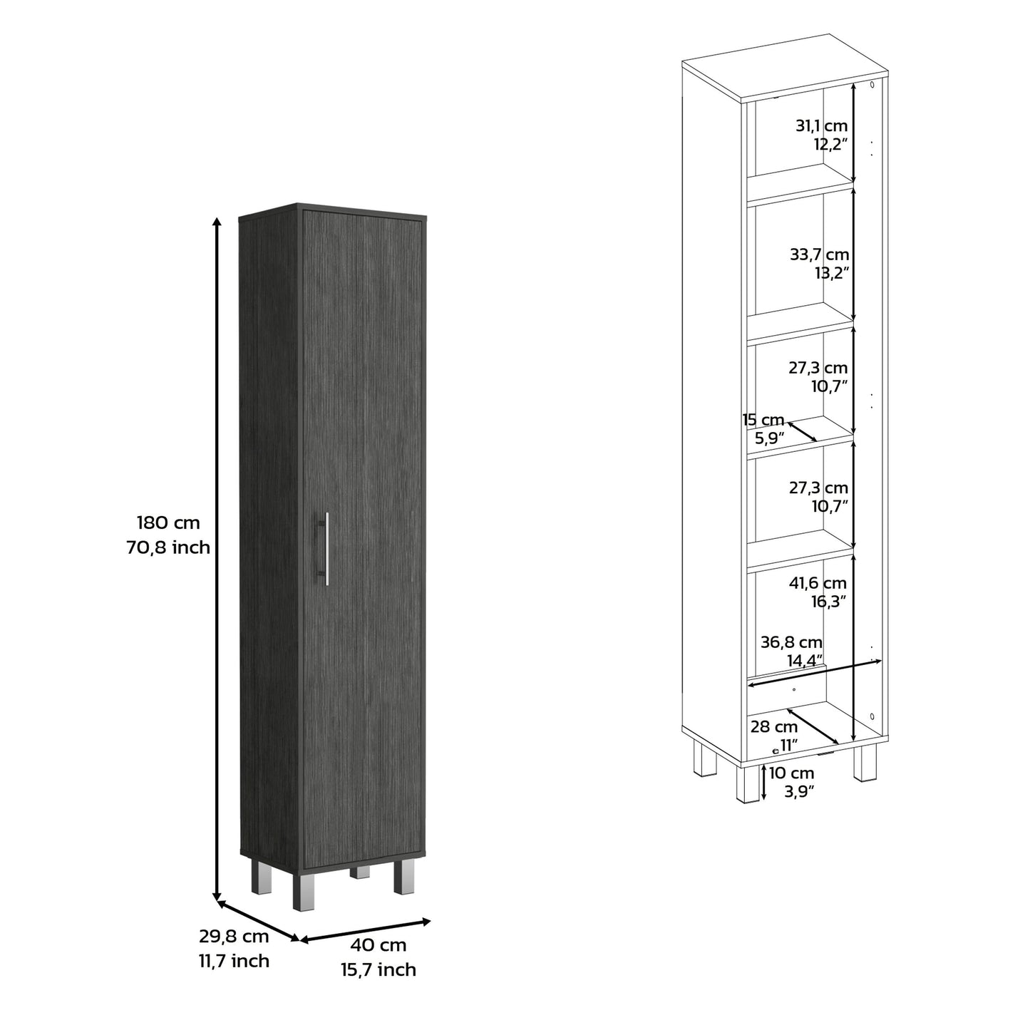 Berna Storage Cabinet With 5-Tier Shelf - Oak