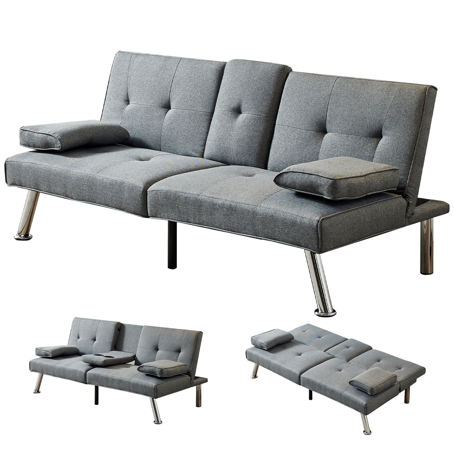 Jax Convertible Fabric Sofa Bed  - Grey