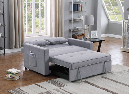 Zoey Linen Convertible Sleeper Loveseat - Light Gray