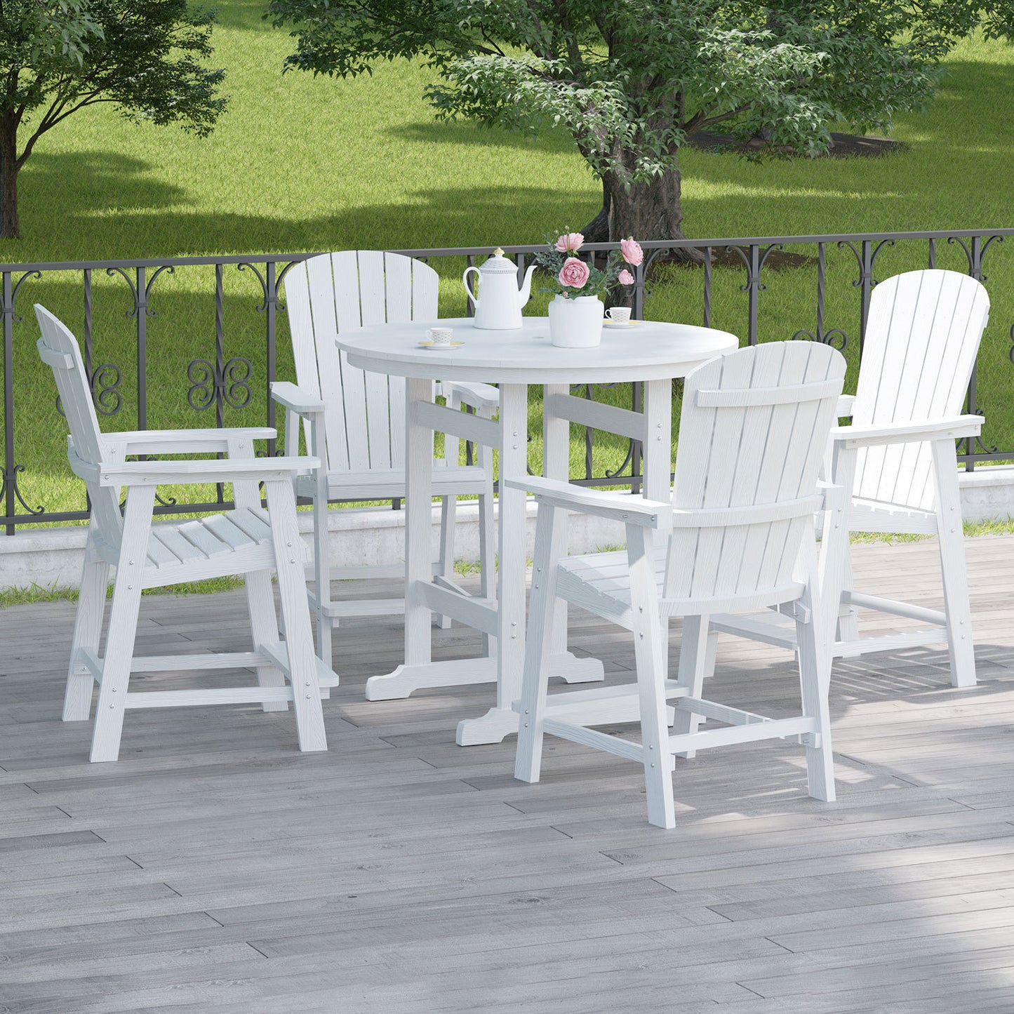 Ken Patio Bar Chair (Set of 2) - White