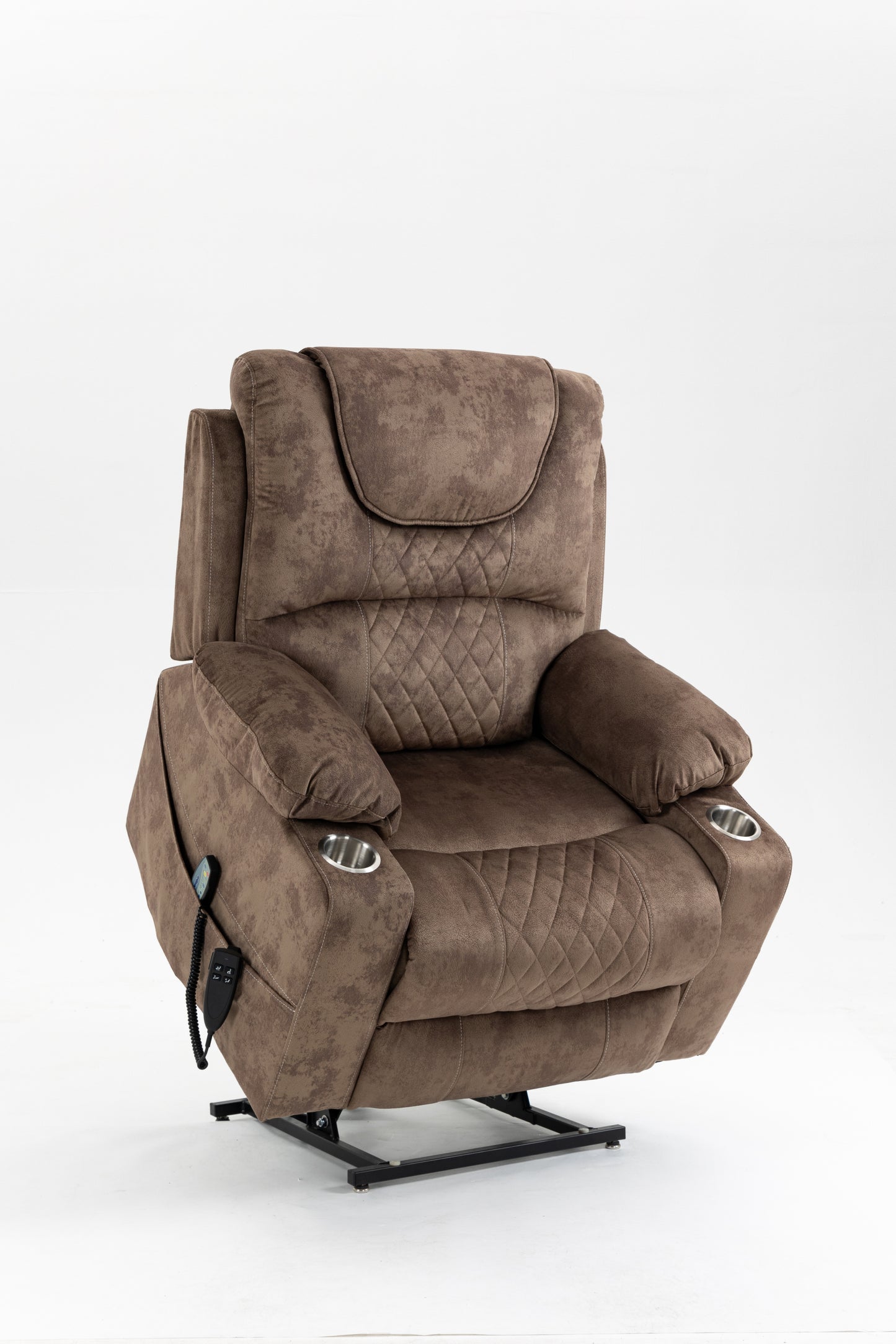 Morris Power Lift Velvet Recliner Motion Reclining Chair - Brown