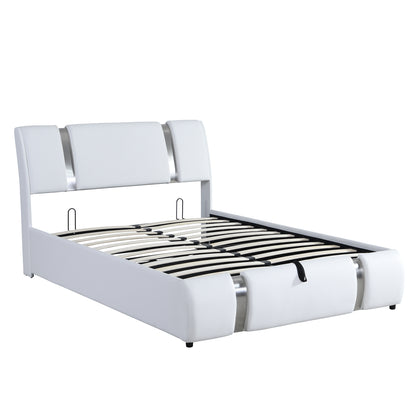 Quillon Full Size Storage Platform Bed w Hydraulic System - White