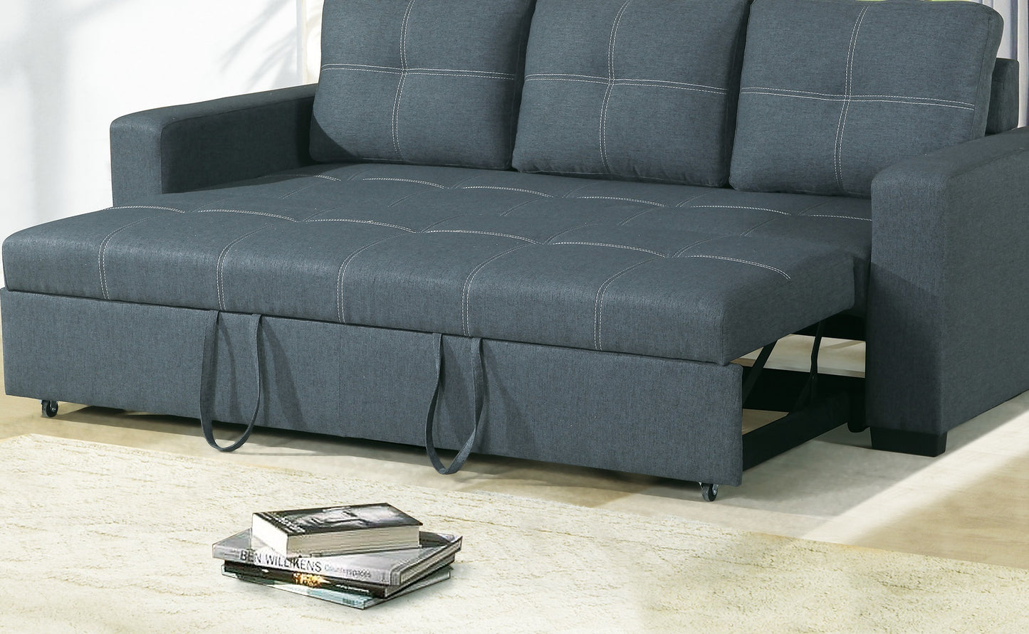 Viera Sofa w Pull out Bed Convertible - Blue+Grey