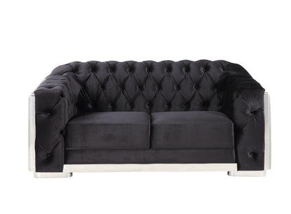 Pyroden Velvet Loveseat - Black