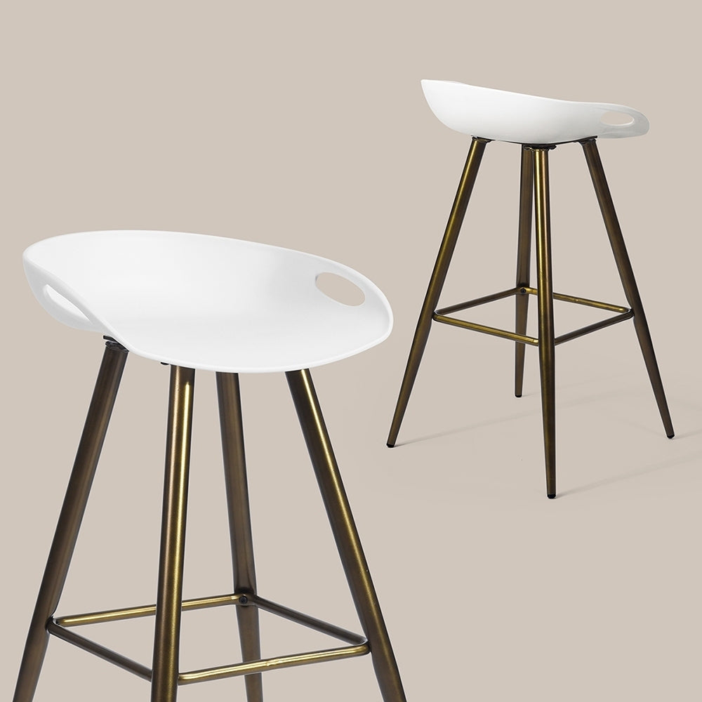 Bak Bar & Counter Stool - White & Gold Set of 2