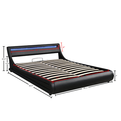 Farah Queen Size Storage Platform Bed w Hydraulic System - Black