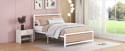 Quasar Full Size Metal and Wood Platform Bed - White