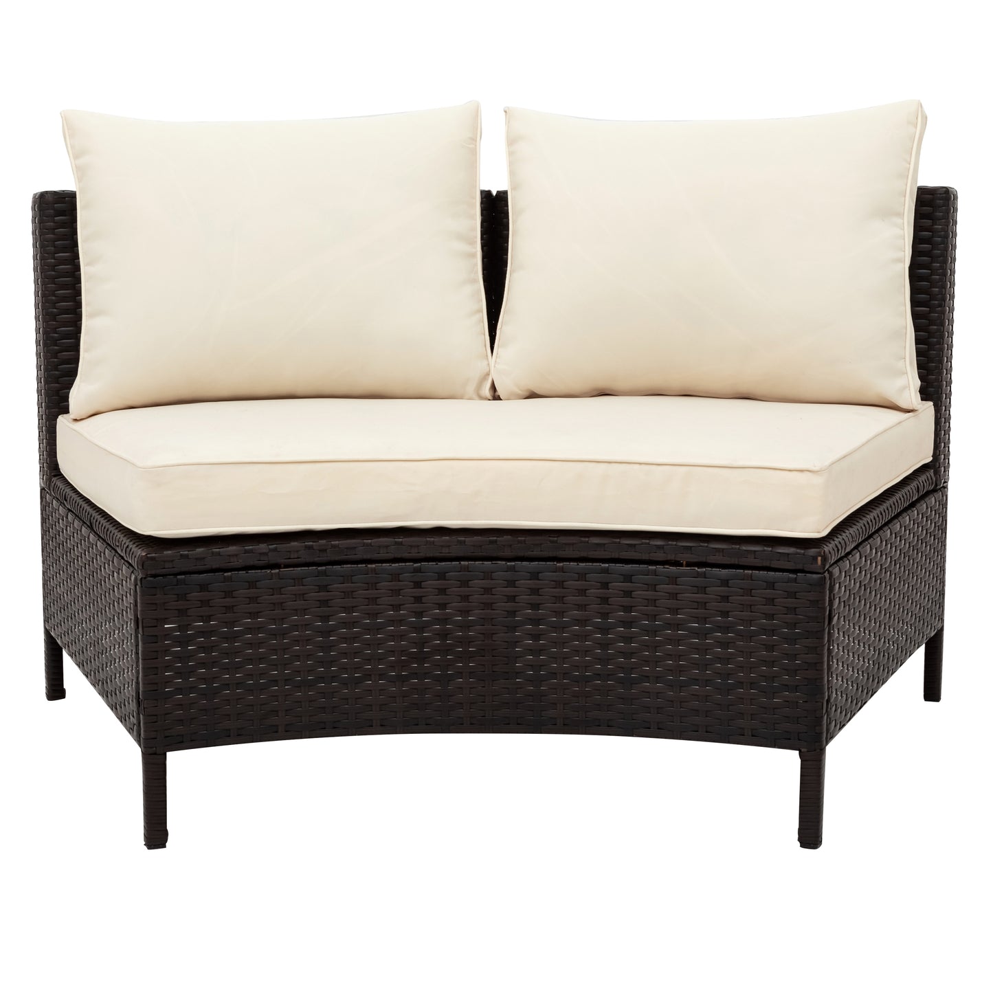 Nolen 5 Pc Patio Rattan Half Round Sectional Sofa Set - Beige