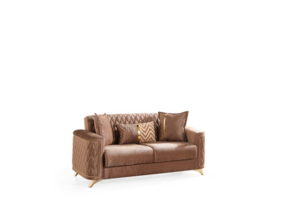 Luna Modern Style Loveseat - Copper