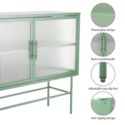 Pratt II Double Door Tempered Glass Sideboard - Mint Green