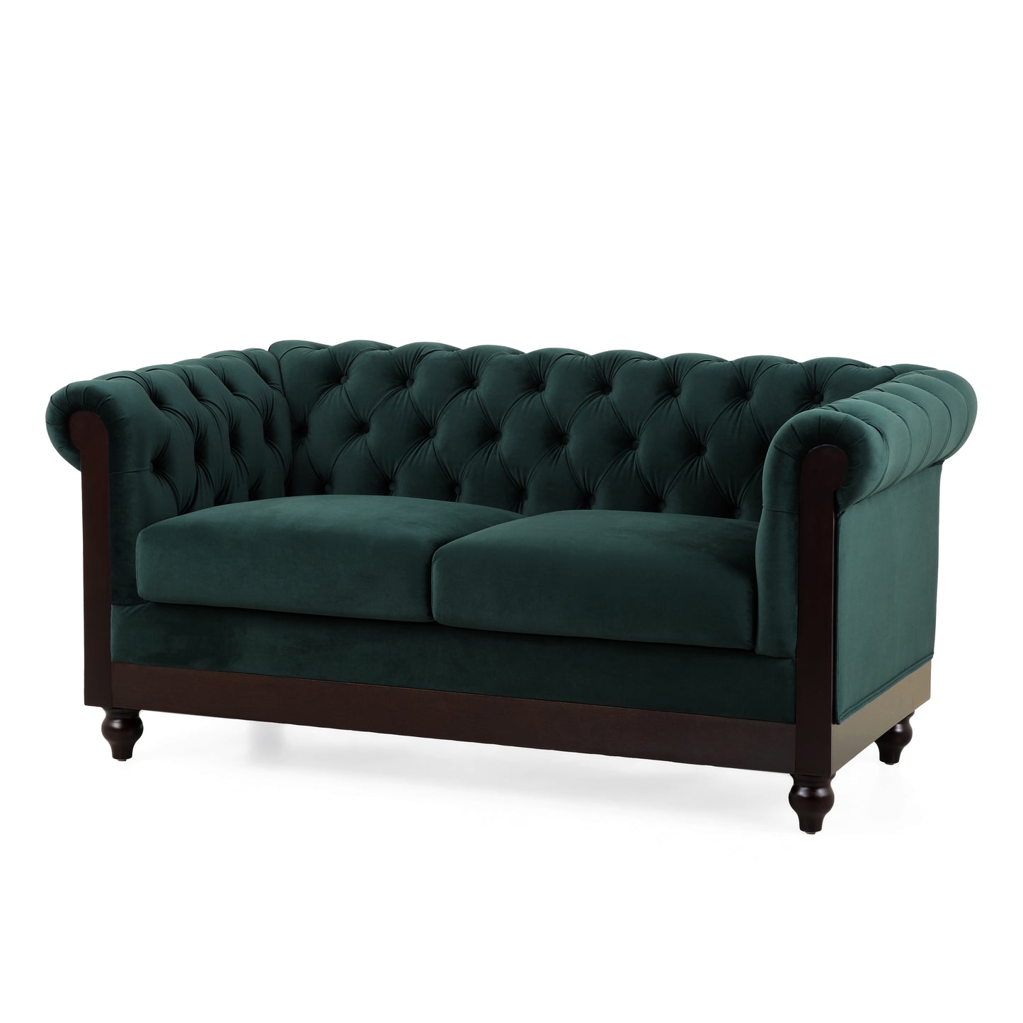 Vivalux Velvet Loveseat Sofa - Dark Green