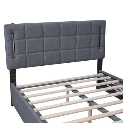 Ps Queen Size Storage Bed w Hydraulic System - Gray