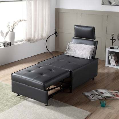 Trio Reclining Sleeper Sofa Bed - Black