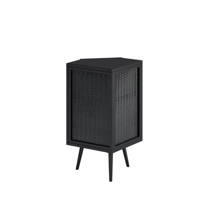 Rey Corner Cabinet with Tempered Glass - Black