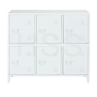 Industrial Metal Side Panel Storage Cabinet - White