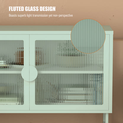 Tempered Glass Cabinet Credenza - Light Green