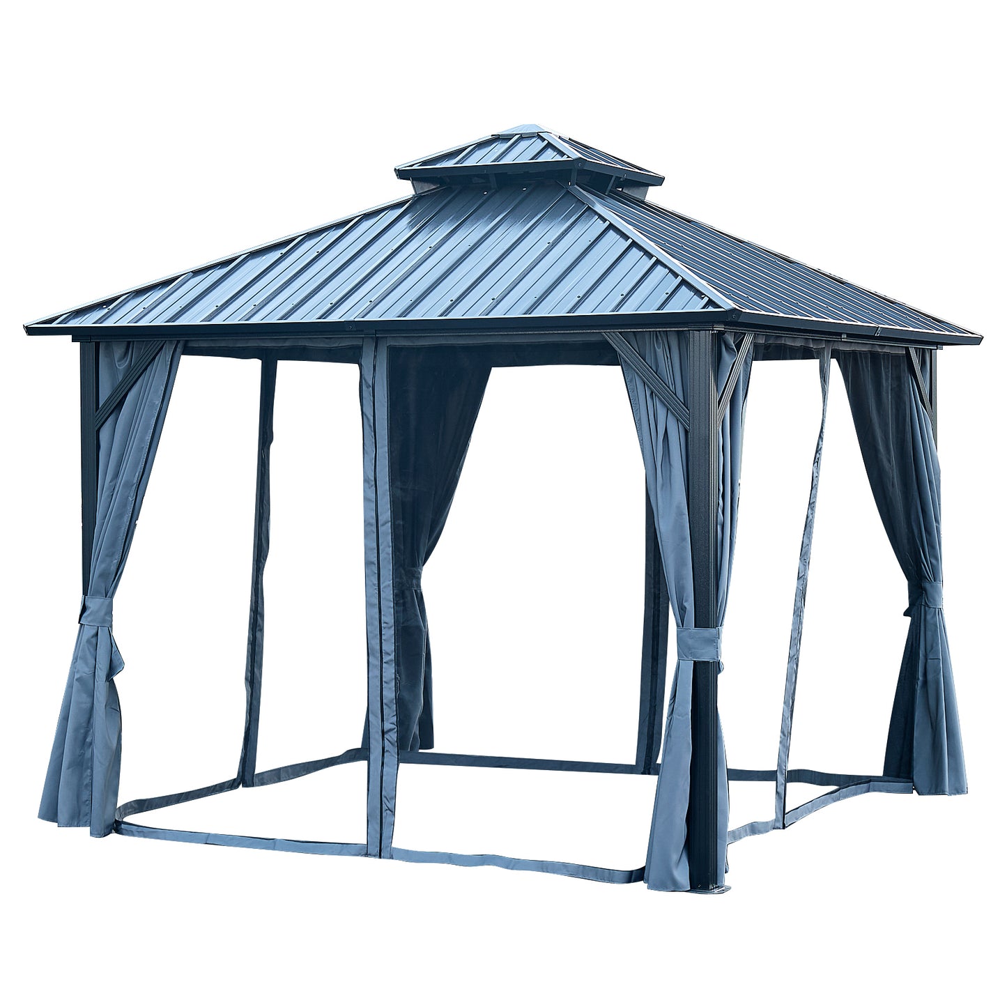 Afix 10 X 10 ft Permanent Hardtop Gazebo Canopy - Gray