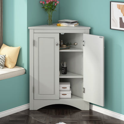 Modern Triangle Corner Cabinet -  Gray