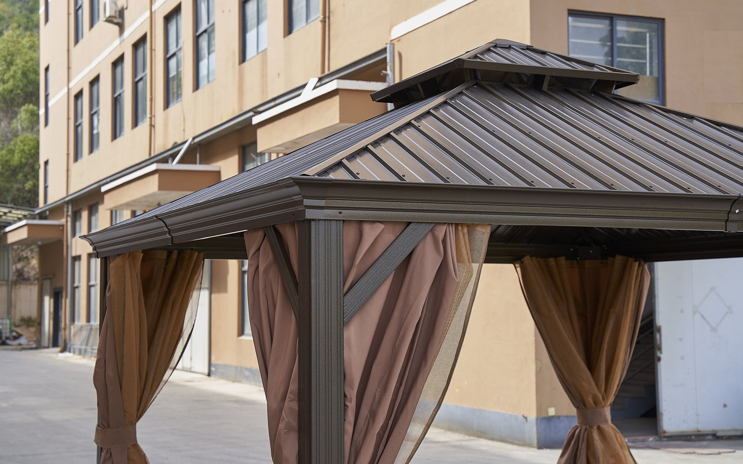 Afix 12 X 12 ft  Permanent Hardtop Gazebo Canopy - Bronze