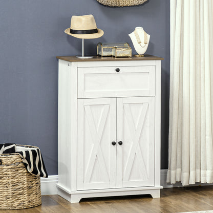 Farmhouse Barn Door Accent Cabinet - White