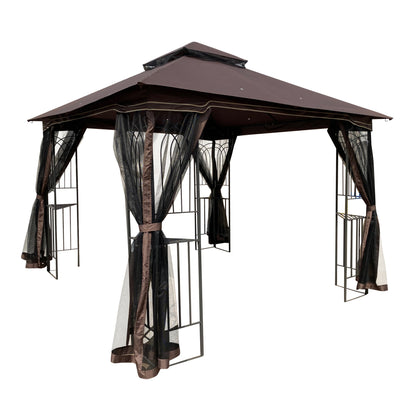 Zamora 10 x 10 ft Outdoor Patio Gazebo Canopy Tent - Brown